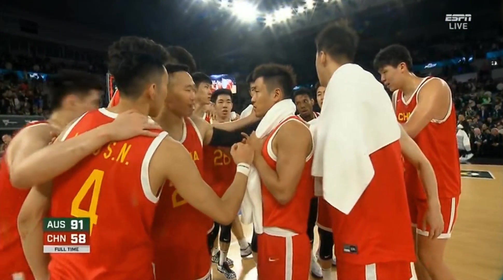 热身赛第二场中国男篮58-91不敌澳大利亚男篮
